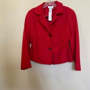 Akris Punto Women's Size 6 Jacket Wool Whipstitch Trim Cinch Waist Button Front